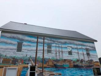 Building mural near wharf